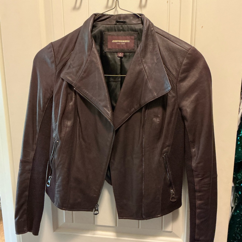 Johnston & Murphy Women's Plum Leather Jacket - Picture 2 of 7